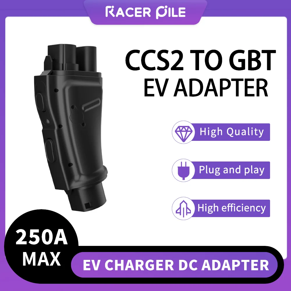 Adaptador RACER PILE EV CCS2 a GBT 250A DC cargador rápido convertidor CCS2 a enchufe GBT para todos los coches chinos.