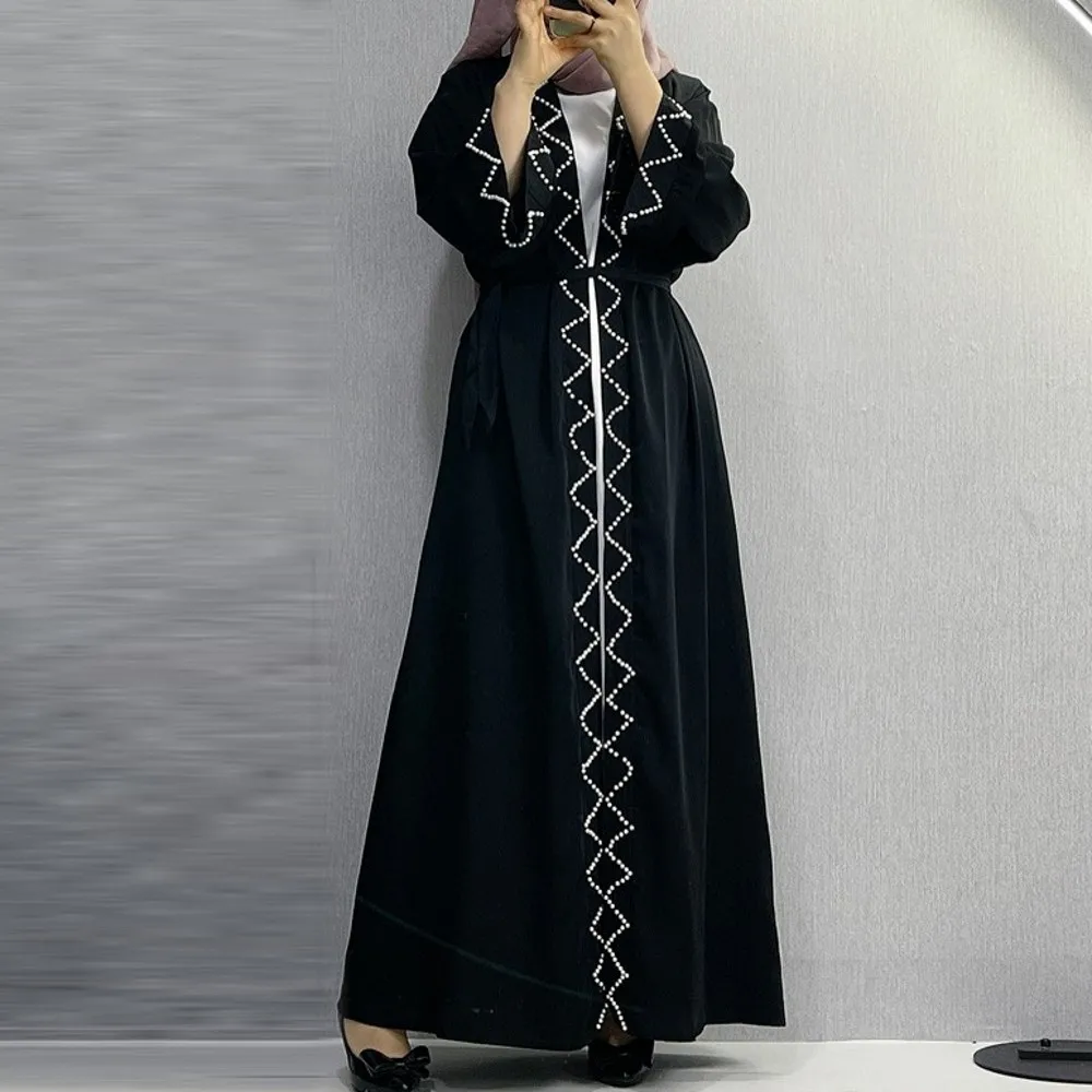 One Piece Ramadan Eid Mubarak Open Abaya Kimono Dubai Turkey Islam Kaftan Muslim Dress Clothes Abayas For Women Robe Caftan