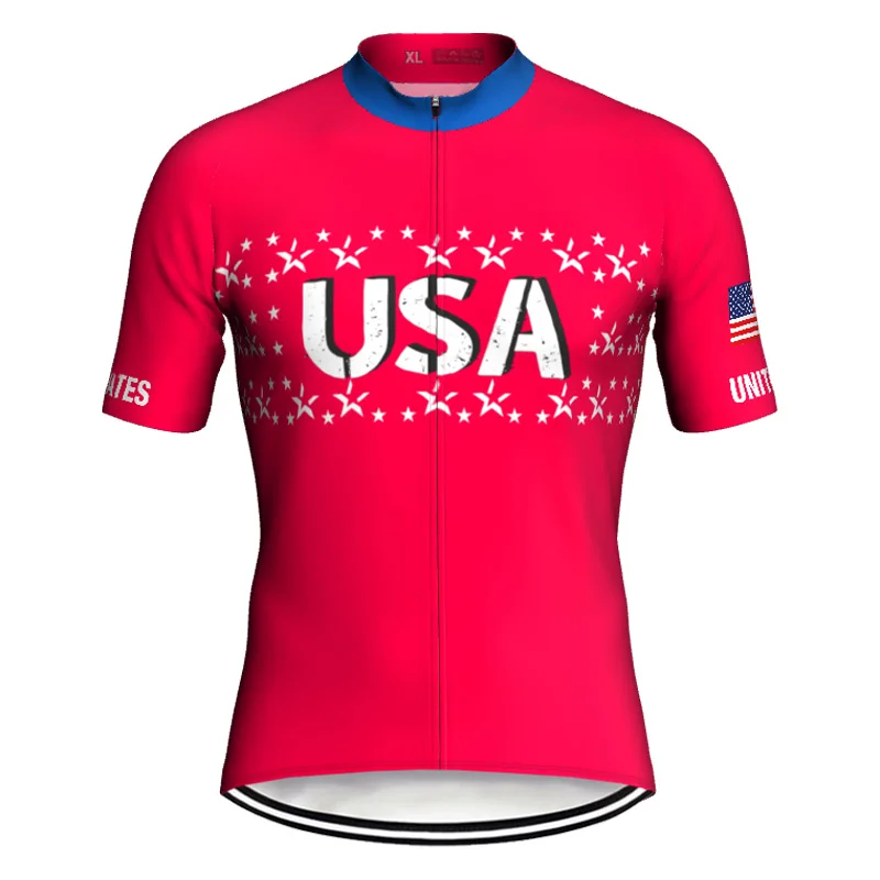 USA Sport Short Sleeve Jersey Jacket Cycling Red Clothes Bike Downhill Bicycle Wear Road Bib Arrival Tight Shirt Race Defined