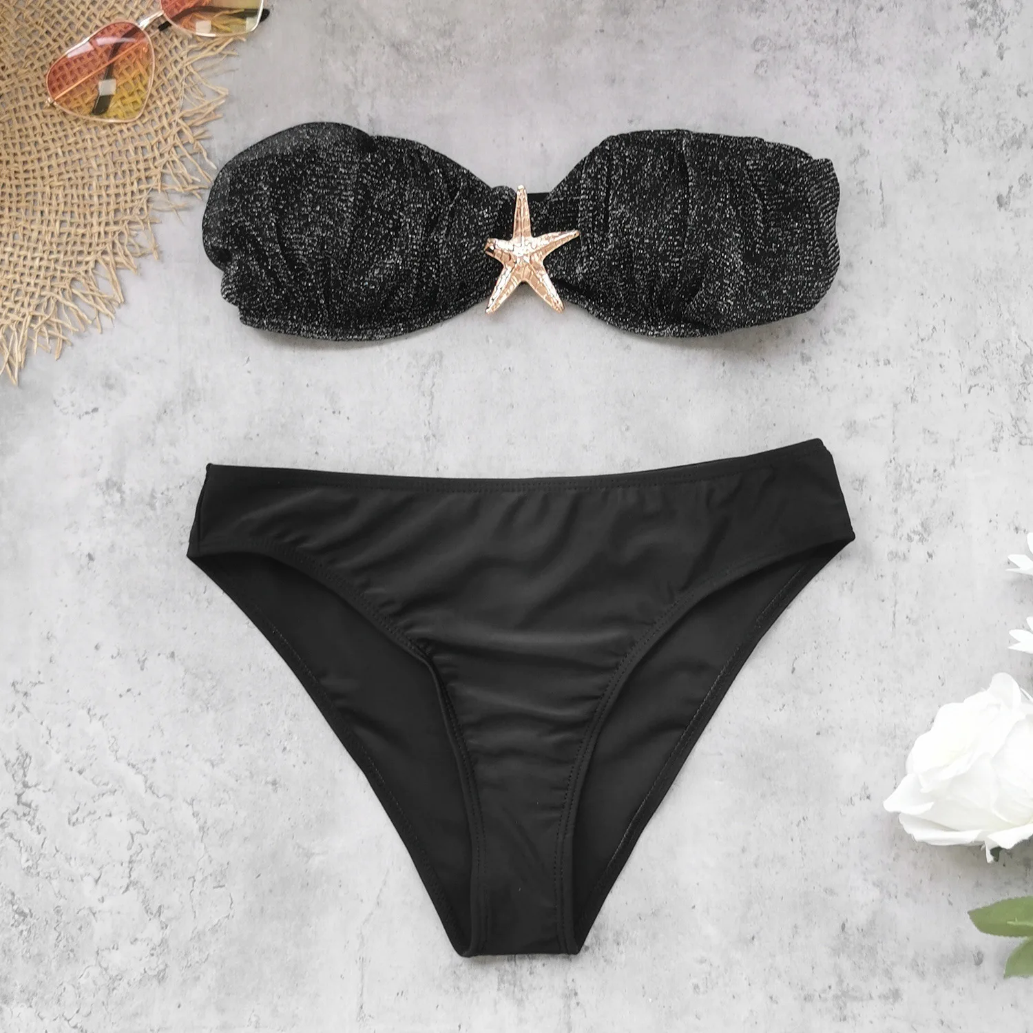 2025 Sexy Zeester Metalen Vrouwen 3 Delige Set Zomervakantie Strand Jacquard Strapless Tops + Rok Elegante Bijpassende Clubwear pak