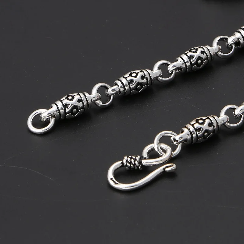 S925 sterling silver ornament classic men's and women's necklace fashion Vintage Thai silver bamboo joint thick straps