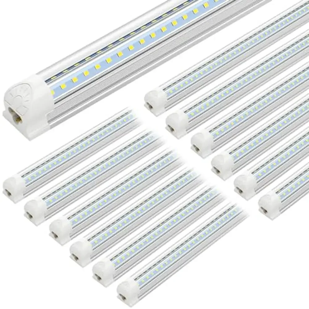 

12 Pack Linkable LED Garage Shop Lights 4FT 40W 5500lm 6000K Cool White Integrated Fixture V Shape Design Easy Installation Wide