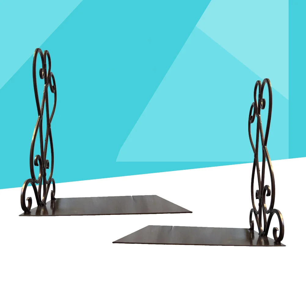 

Retro Bookends Frame Bronze Metal Creative Book Organiser for Study Room Library Vintage Reading Stand Stationery