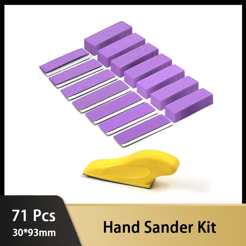 

71 PCS Hand Sander Kit 30*93mm Mini Detail Finger Micro Sander Block Small Sanding Tool for Tight Spaces for Wood Projects Metal