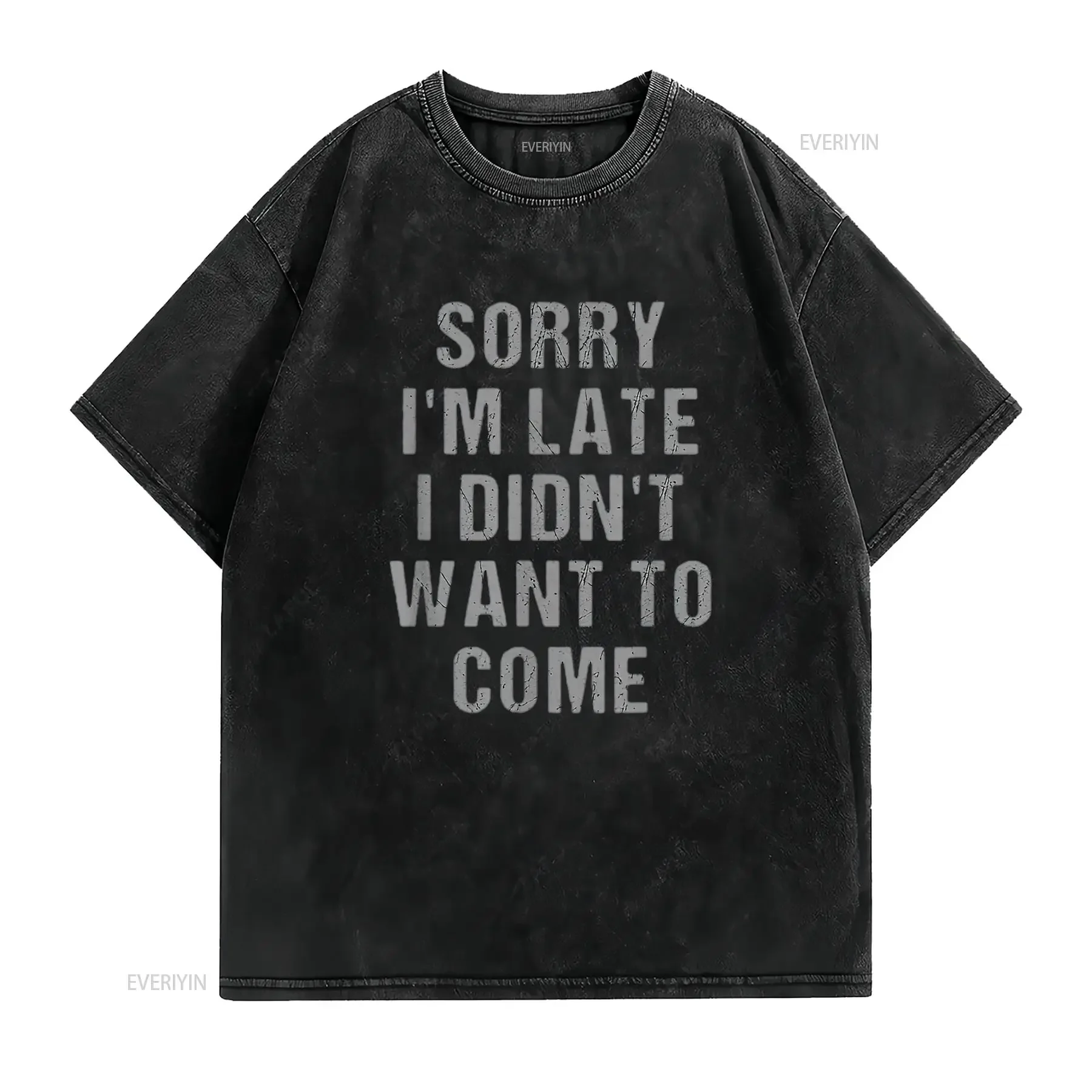 آسف لقد تأخرت لم أريد أن أتي قميص نسائي مضحك ساخر أبيض 3XL عتيق مغسول قابل للتنفس أوم أنيق غير رسمي #2