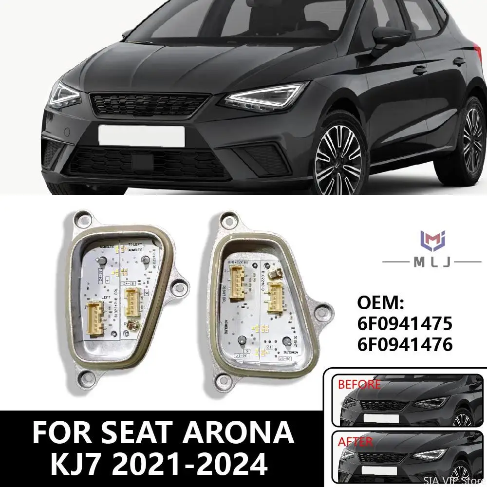 

For Seat Arona KJ7 2021-2024 OE 6F0941475 6F0941476 New Headlight Module DRL Daytime Running White Light Led Angel Eyes
