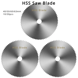 Hoja de sierra Circular HSS de 40mm-63mm, 10/30 piezas, disco de corte de fresado, Mini cortador de acero de alta velocidad, madera, plástico, azulejo de Metal