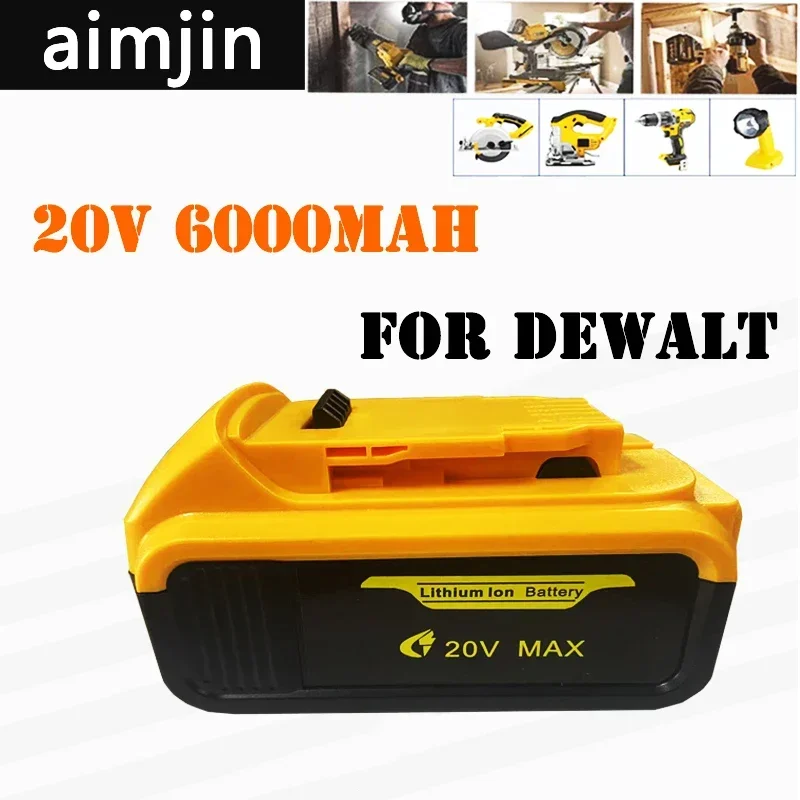 

Сменный аккумулятор 20 в для Dewalt, 6000 мАч, DCB200, совместим с инструментами Dewalt 20 в, DCB120, DCB182, DCB200, DCB609