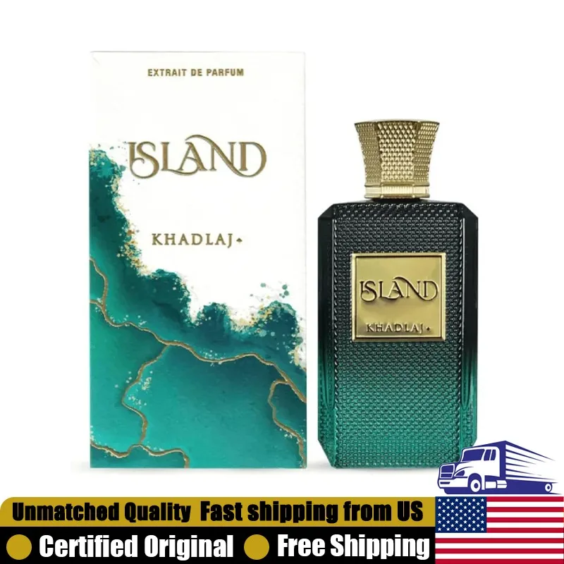 

Khadlaj Island Extrait de Parfum Spray 3.4 Ounce Long-Lasting Tropical Woody Unisex Cologne 100 ML Portable Pheromones Perfume