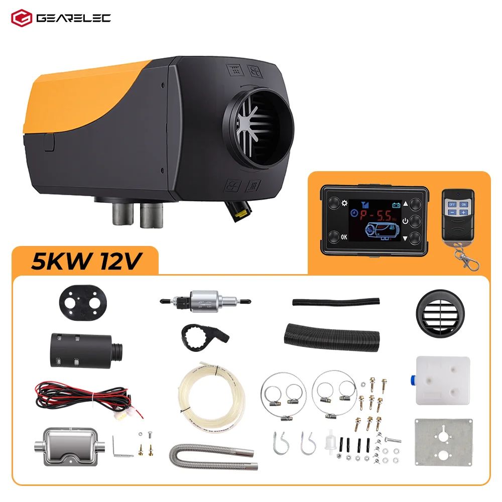 GEARELEC 5KW 12V Diesel-Luftheizung, Split-Standheizung mit LCD-Monitor & Fernbedienung, geräuscharme Heizung für Wohnmobile, Camper, LKW, Wohnwagen, Boote, Winterheizung