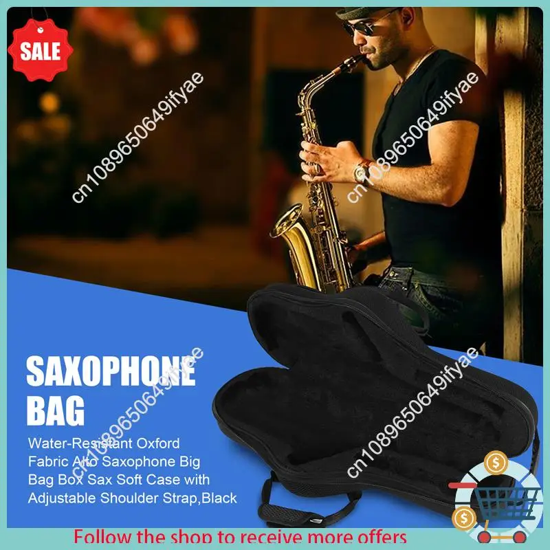 Y67A-Water-Resistant Oxford Fabric Alto Saxophone Big Bag Box Sax Soft Case With Adjustable Shoulder Strap,Black