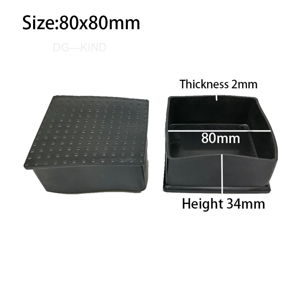 80x80mm 100x100mm silla de pvc negra patas de mesa de goma cubierta de protección de pierna móvil cubiertas de extremo de tubo protección de suelo antideslizante