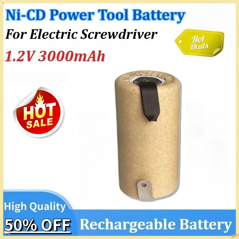 

Новая отвертка 1,2 В, 3000 мАч, электрическая дрель, аккумулятор SC, Ni-Cd аккумуляторная батарея Sub C с вкладкой, электроинструмент, NiCd SUB C ячейки