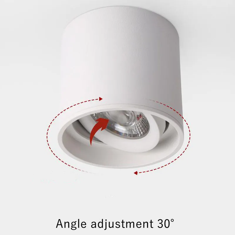 Surface Mounted Anti Glare Dimmable LED Downlights 7W9W12W15W20W24W Epistar Chip COB Ceiling Lamp Spot Lights Angle Adjustable