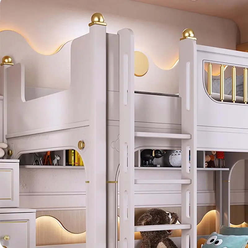 Luxury Multifunctional Kid Bunk Bed With Safety Fence For 5 To 8 Yeas Old Children Bedroom Furniture Large Storage Bed For Kids