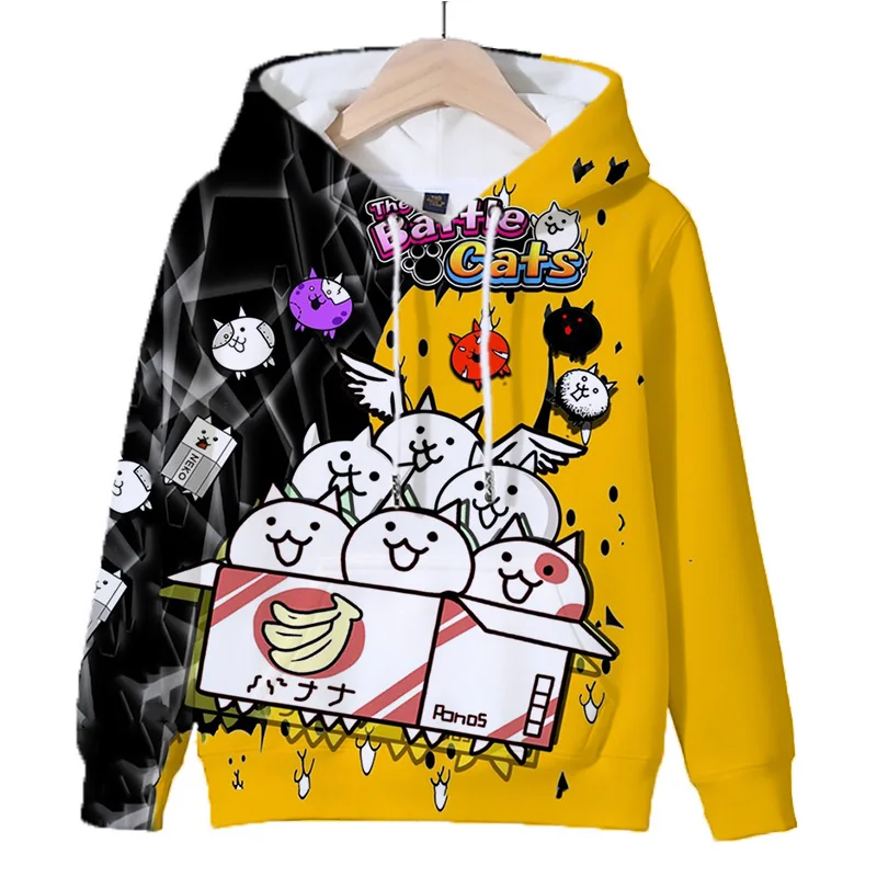 Game The Battle Cats Hoodies Girls Casual Pullover Tops Boys Cute Cartoon Sweatshirts Kids Clothes Sportswear Children Sudadera