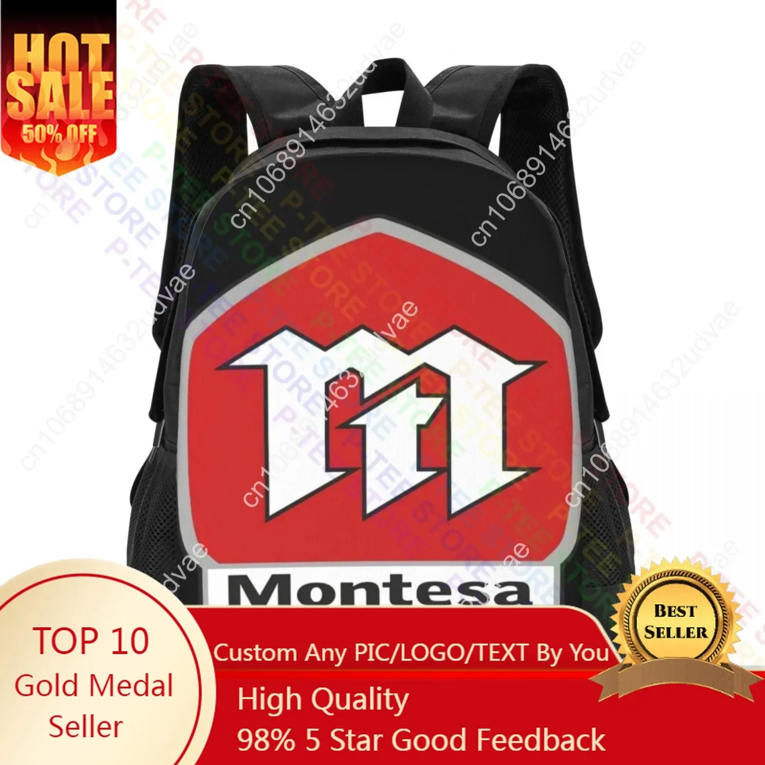 Montesa-Logo Symbol P-1183Backpack para motocicletas, impresión 3d, Softback, gran capacidad