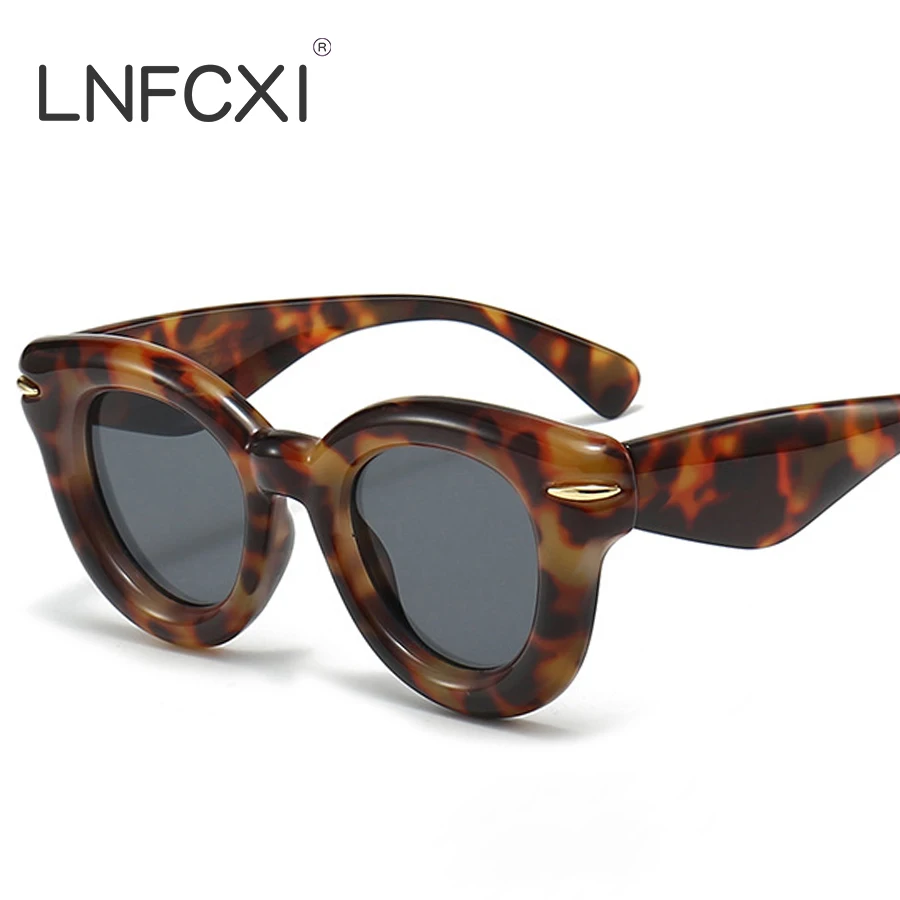 

LNFCXI Fashion Oval Candy Color Sunglasses Women Y2K Retro Rivets Men Brand Designer Trending Punk Round Sun Glasses Shades