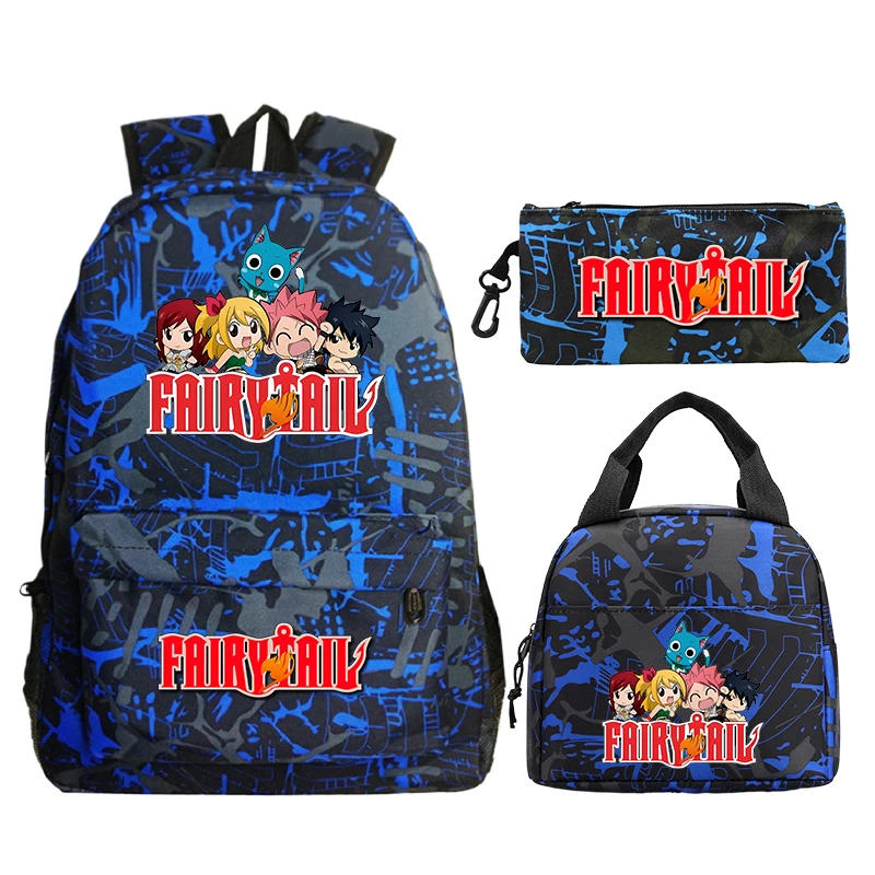 Anime Fairy Tail Printed Backpack 3Pcs Set Boy And Girls Bookbag Travel Bag High Quality School Backpack For Children Best Gifts