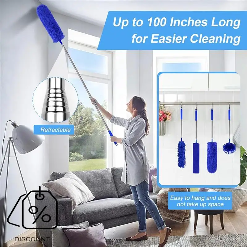 ABKJ-5-In-1 Kit Dusters Forcleaning Extendable Duster With100 Inches Forcleaning Ceiling Fans A
