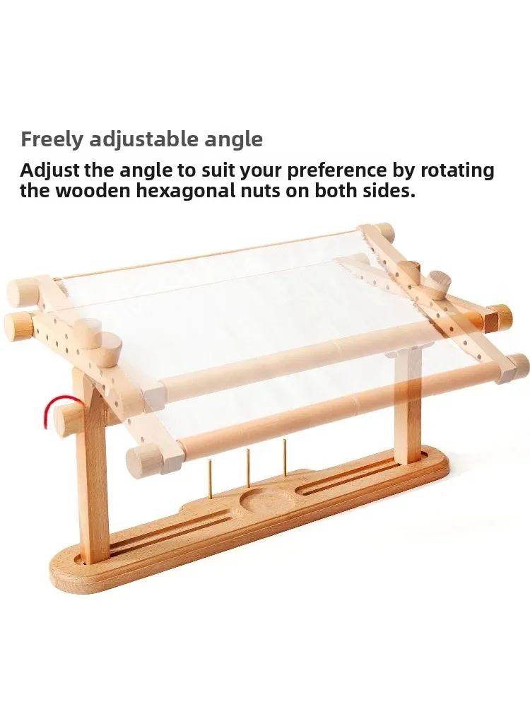 Adjustable Mr. Deer Embroidery Clamp Multi-Functional Elm Wood Embroidery Hoop Desktop Cross Stitch Embroidery Frame