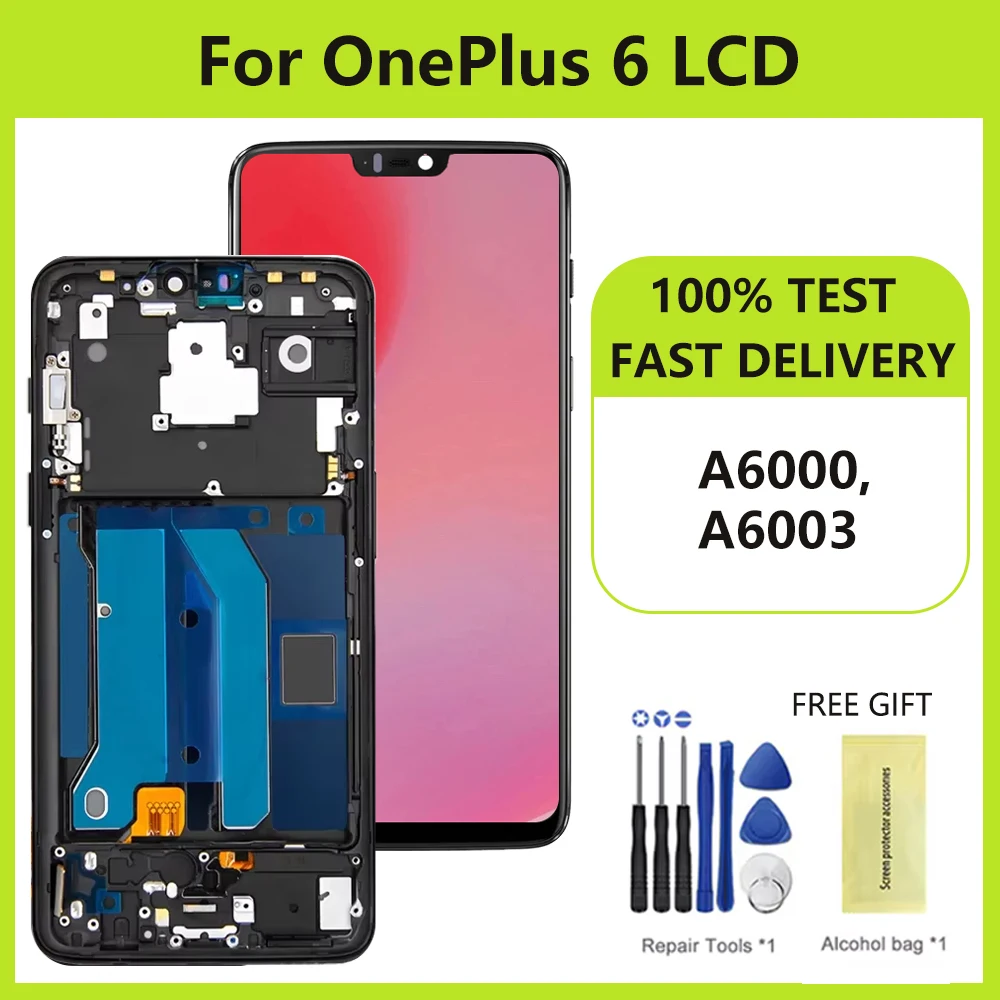 Screen For OnePlus 6 A6000 A6003 LCD Display Touch Screen Digitizer Assesmbly For One Plus 6 1+6 LCD Replacement Parts