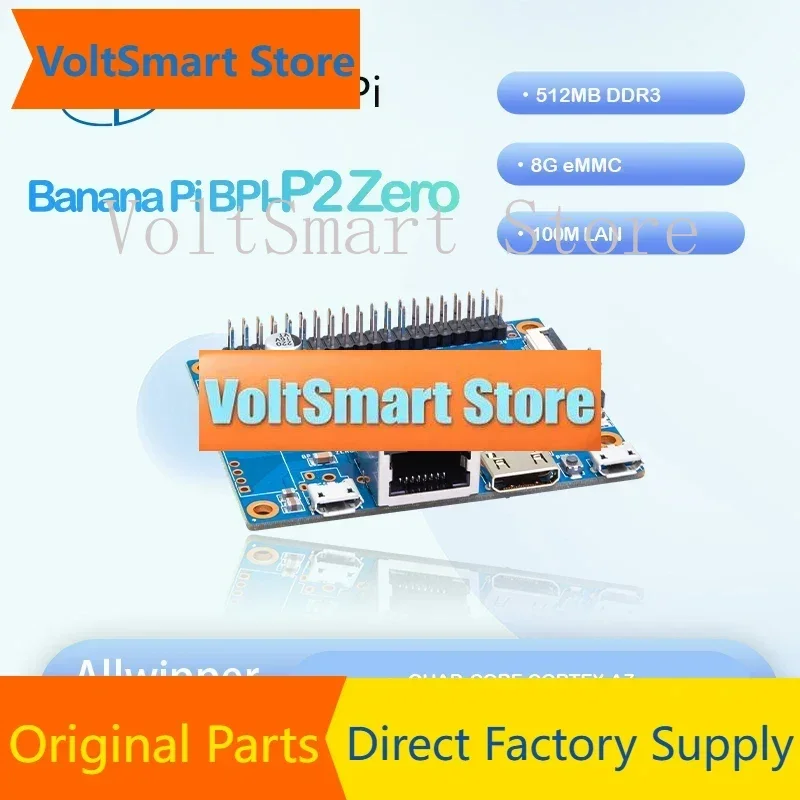 VoltSBanana Pi BPI-P2 Zero Allwinner H3 Quad-core Cortex-A7 512M DDR3 8G EMMC Support PoE Run OS Android Linux Single Board Comp