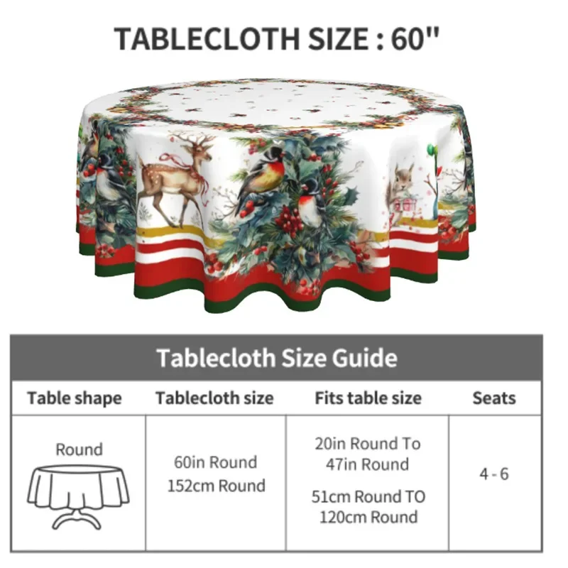 Christmas Tablecloth Table Runner Oil-proof and Waterproof Polyester Tablecloth Elk Santa Claus Christmas Style Tablet Mat