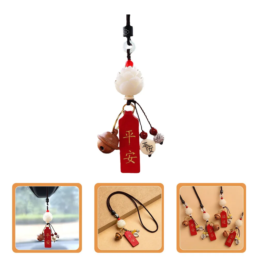 

Premium Bodhi Root Lotus Shape Car Hanging Pendant for Interior Decor - Creative Chinese Style Auto Ornament with Bright Color