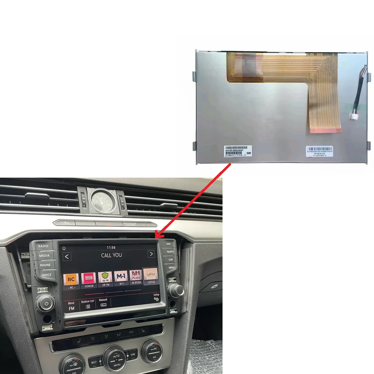 C080VVT03.0 8 inch LCD Display For Volkswagen Passat B8 Navigation Screen Repair parts