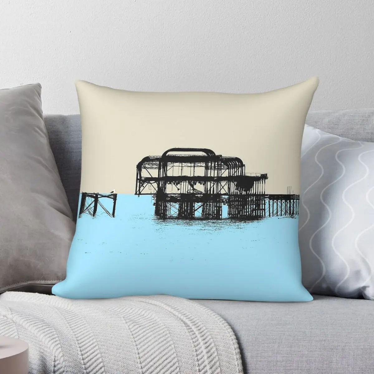 Billy Brighton On Brighton West Pier Square Pillowcase Polyester Linen Velvet Printed Zip Decorative Pillow Case Sofa 45x45
