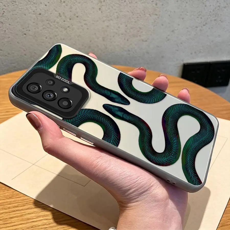 Green Snake Print Case for Samsung Galaxy A17 A54 A15 A16 A34 A37 A12 A72 A26 A50 A51 A04 A57 A25 A56 A23 A71 A14 A31 A07 Phone