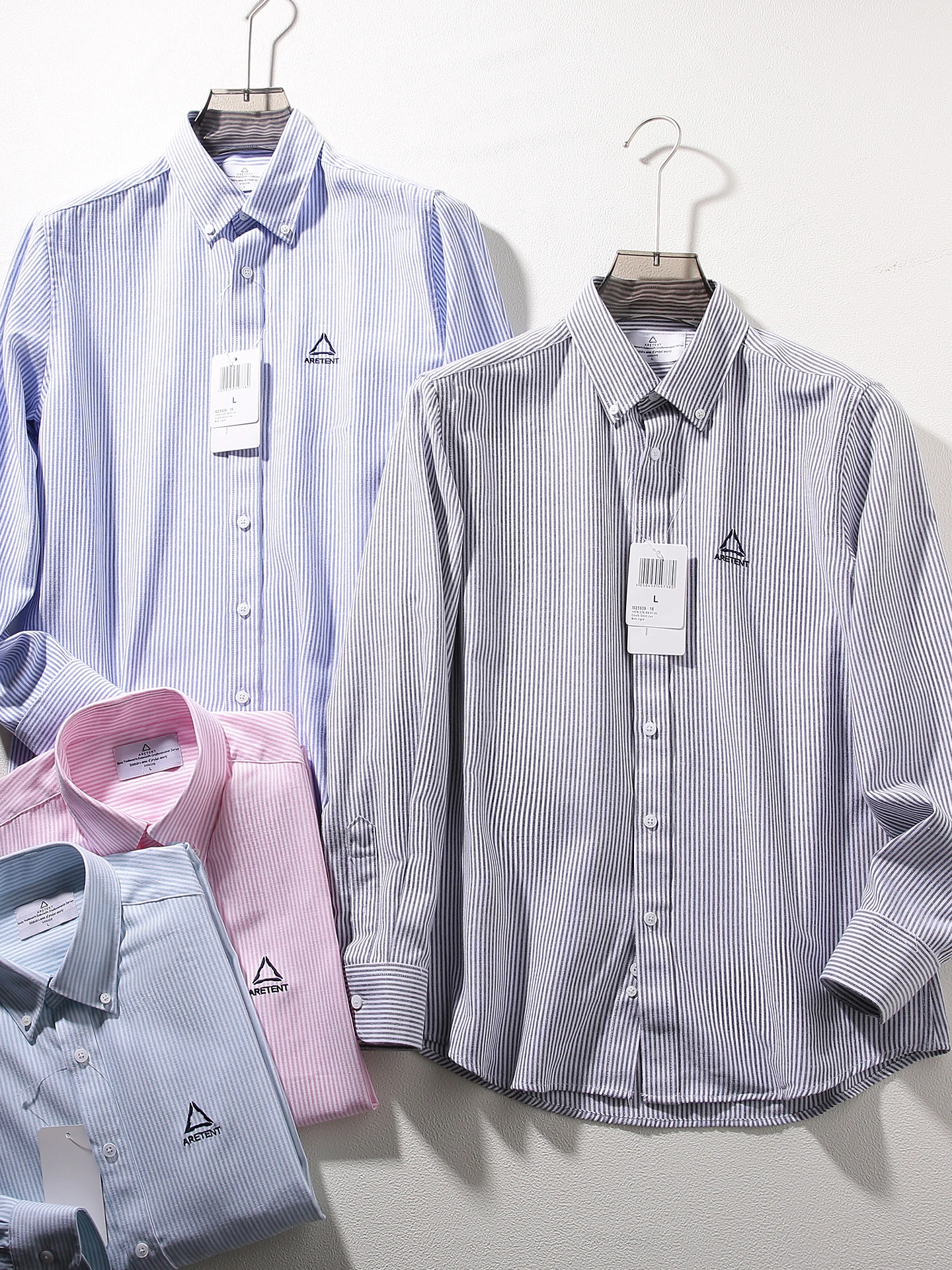 

Long Sve Embroidered Casual Men's irt e Label All-Match Busin Leisure Stripe Pattern Breathable Cotton Polyest...