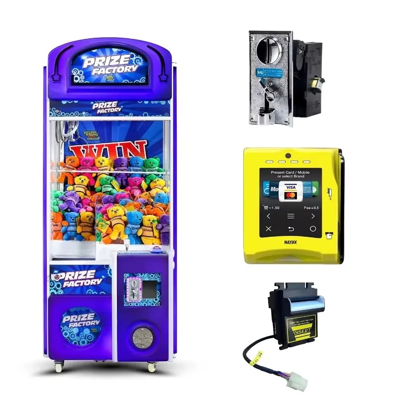 【2026】آلة ألعاب مخلب ألعاب من القطيفة تعمل بقطع النقود المعدنية مع خزانة شفافة