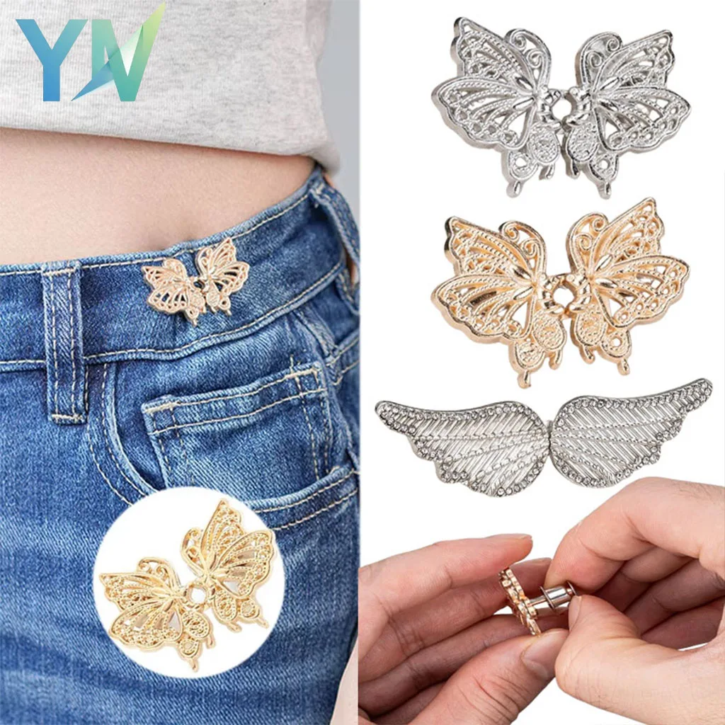 

Набор из 1-10 пар металлических пряжек-бабочек для утяжки талии без сверления, съемный регулятор размера джинсов и брюк