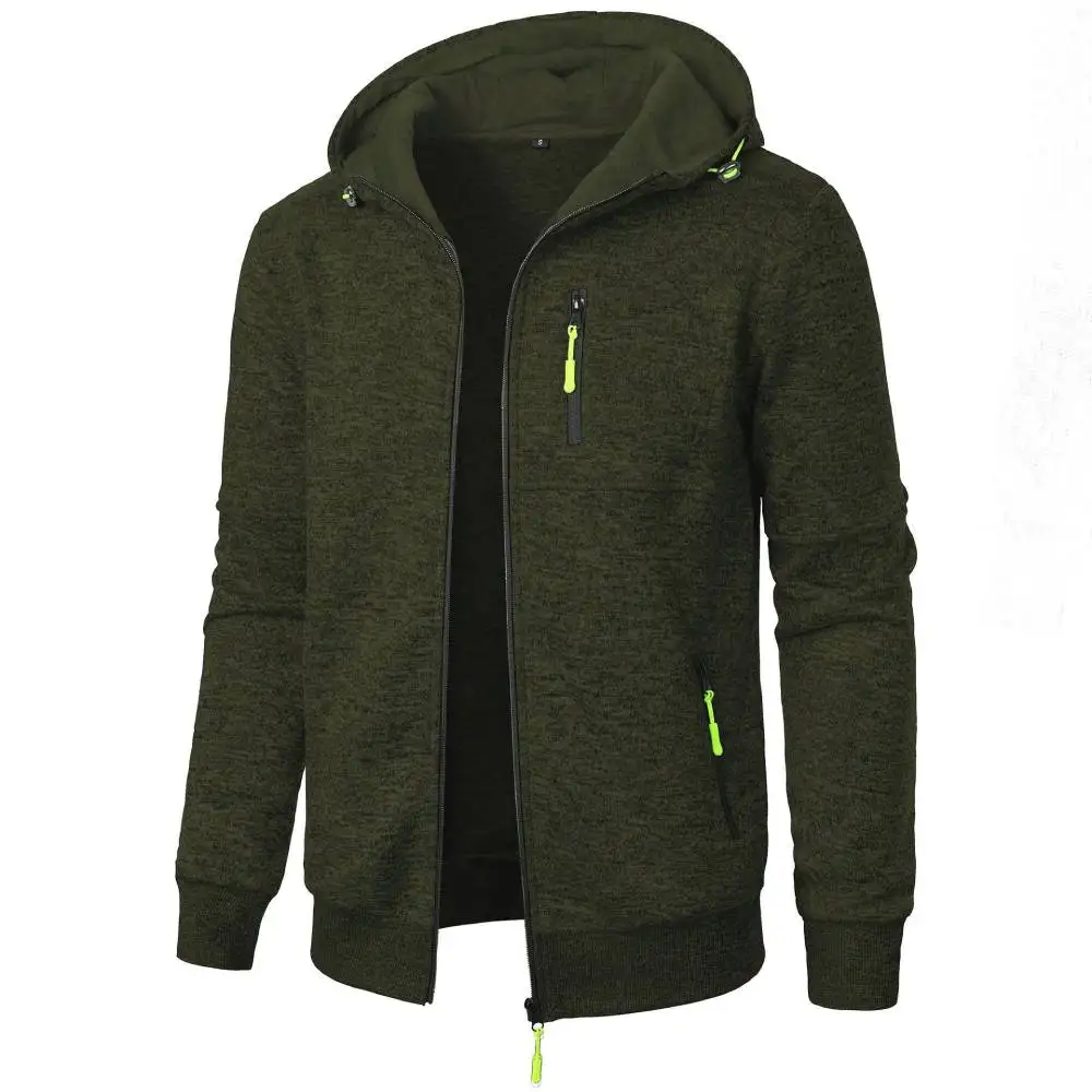 Men Sweatshirts Trendy Hoodies Jacket Athletic Cardigan Sweaters Coats Jacquard Sportwear Outerwear Fleece Warm Hoody Streetwear