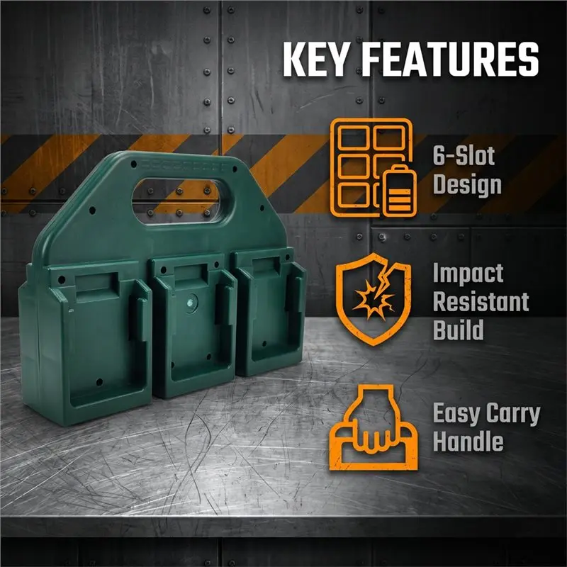 6 Slot Rugged Battery Case Organizer For 18V&14.4V-Y47A