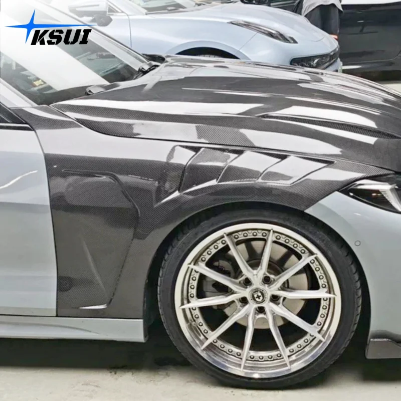 KSUI Black Front Side Carbon Fiber Fenders for 4 Series G22 G23 420 430i 440i 2020- Vented Cooling