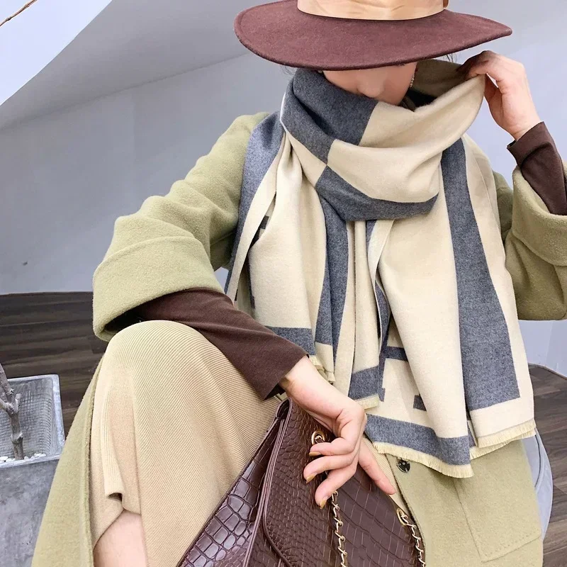 Luxury Brand Winter Cashmere Scarf Women 65x185cm Female Warm Pashmina Shawls Wrap Scarves Blanket Thick Ladies Bufanda Design