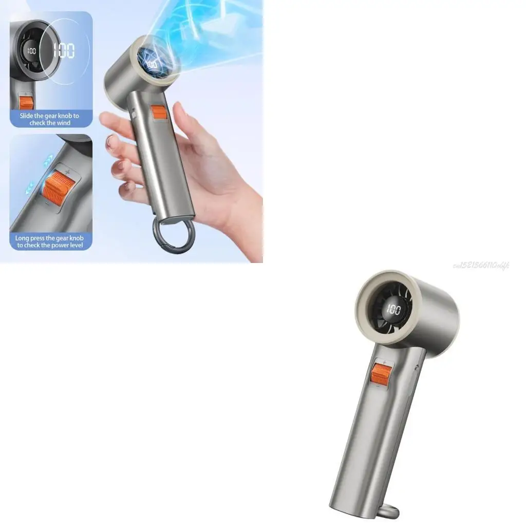 

27RB Travel Friendly Handheld Fan USB Rechargeable LED Display Fan with Strong Airflows Battery Powered Cooling Gadget