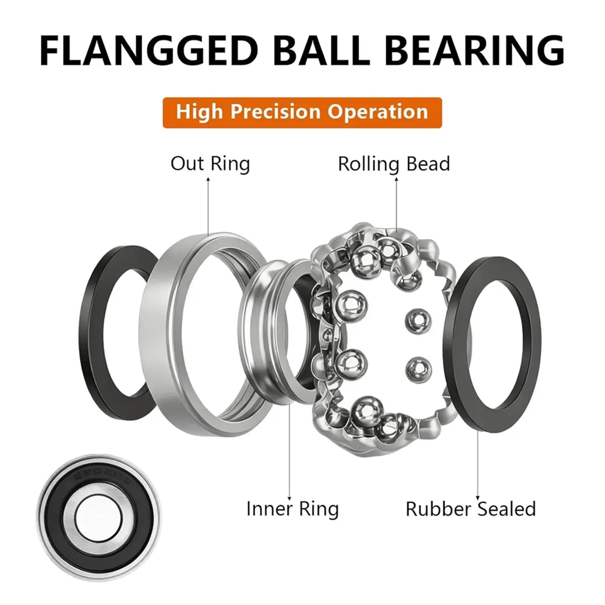 Utility Design 20 Pcs Flanged Ball Bearings (ID 1/2