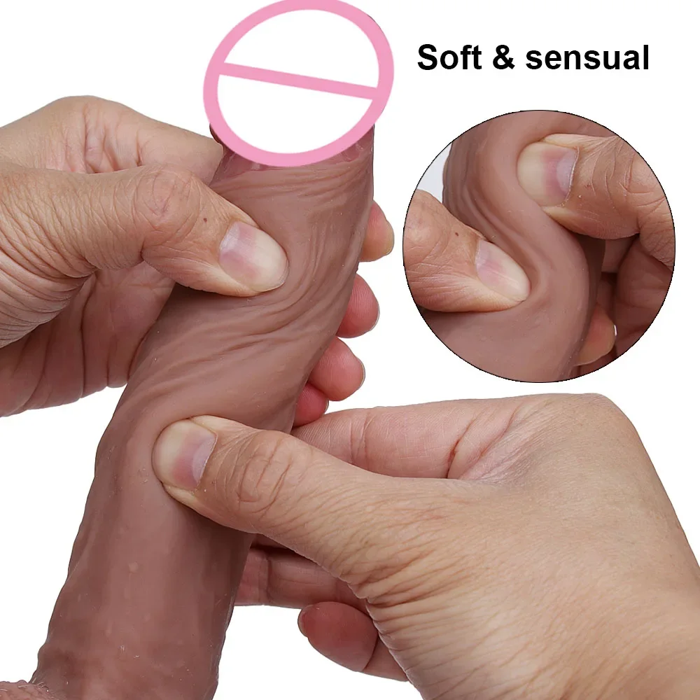 Enorme Realista Silicone Dildo para Mulheres, Penis Dong, Ventosa, Masturbação, Lésbicas, Brinquedos Sexuais Anal, Adultos 18 +, 7/8\