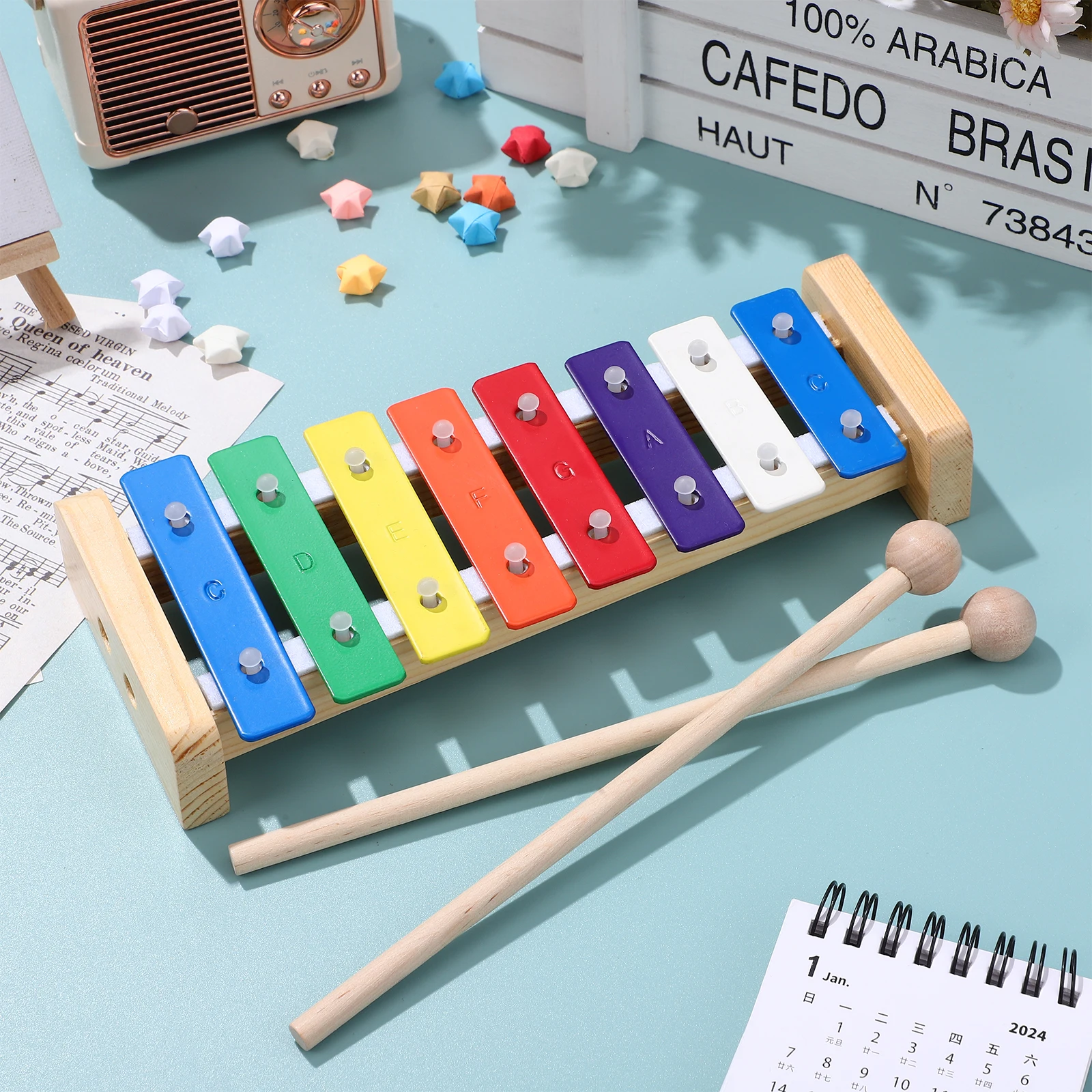 

1 set 1 Set For Toddler Instruments Kids Educational Percussion Metal Material Clear Colors