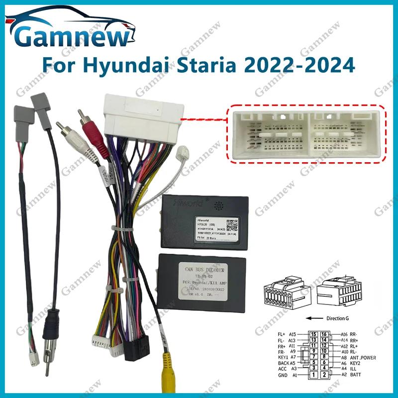 

Car 16pin Wiring Harness Adapter Canbus Box Decoder Android Radio Power Cable For Hyundai Staria 2022-2024