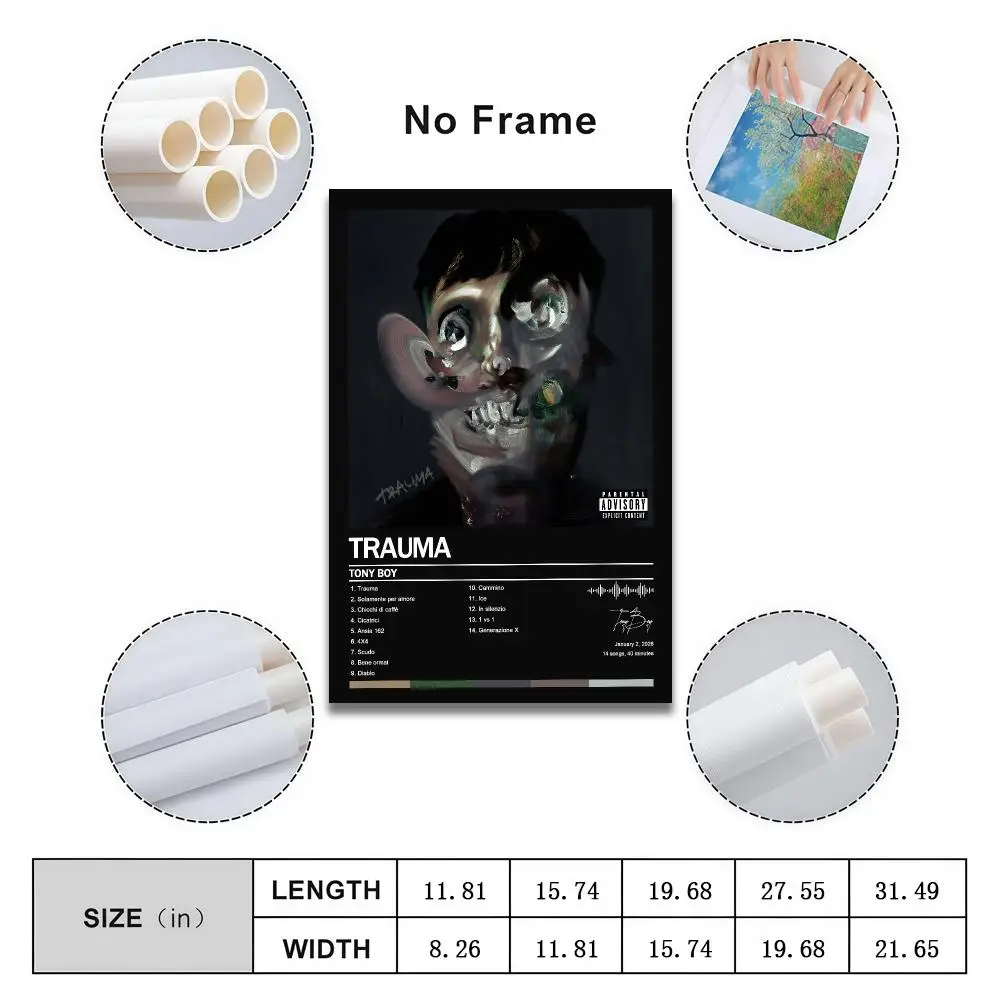 T-Tony Boy Poster Peelable Self-Adhesive Album Cover Poster Stickers, Frameless Wall Art for Singer Rap Bedroom