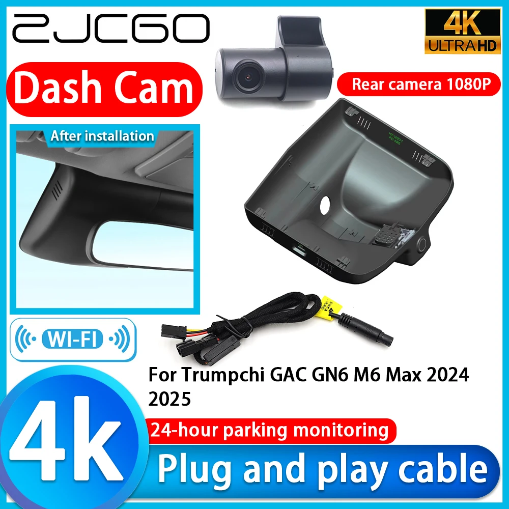 

ZJCGO Video Recorder 4K UHD Plug and Play Car DVR Dash Cam for Trumpchi GAC GN6 M6 Max 2024 2025