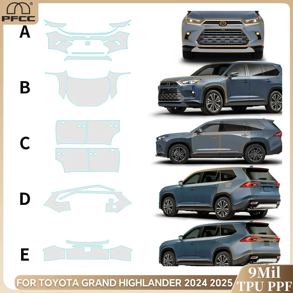 

For Toyota Grand Highlander 2024 2025 Anti-scratch TPU Paint Protection Film Car Body Pre-cut PPF Clear Bra Resistant Invisible