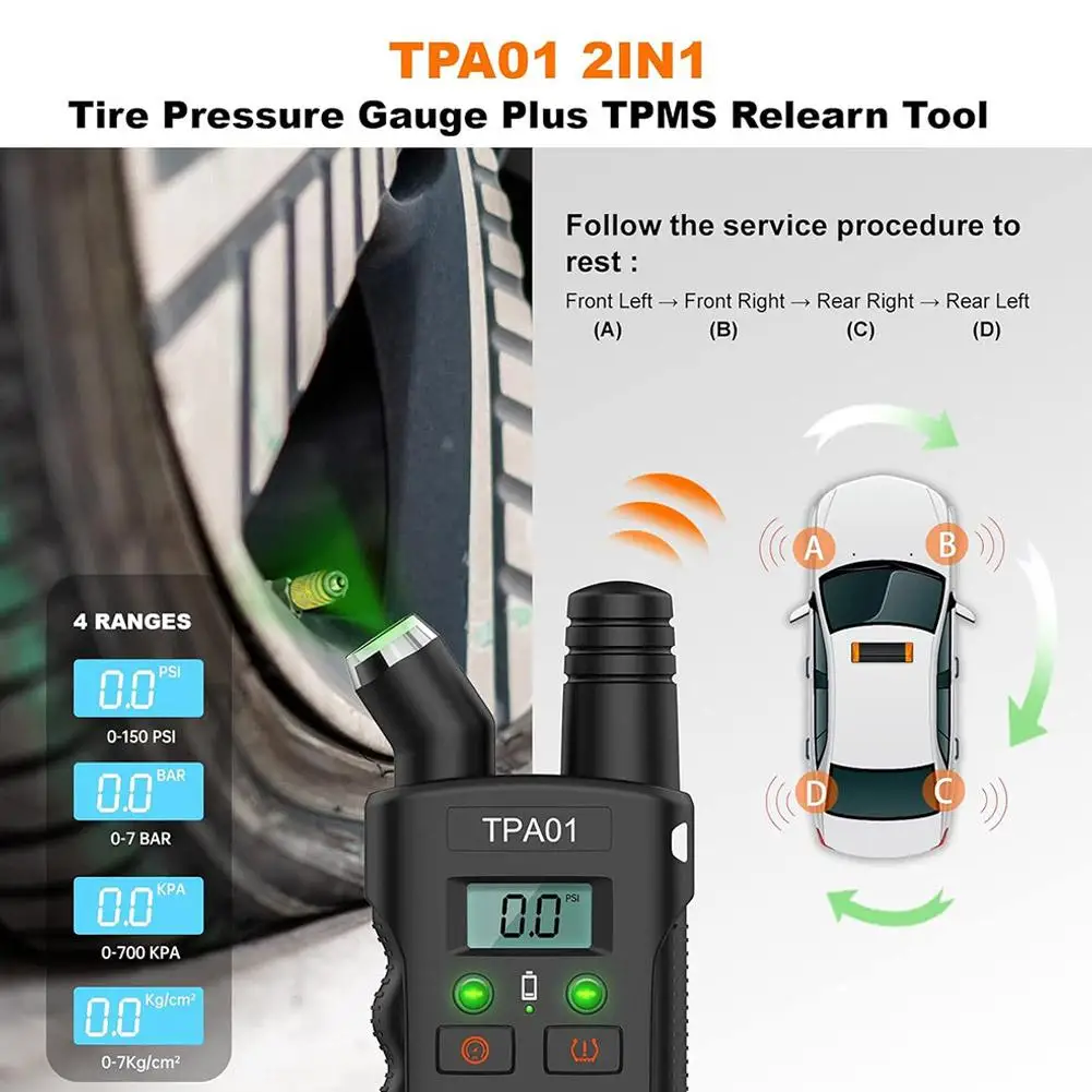 Newest 2 In 1  Dual Function TPMS Sensor Digital Tire Pressure Tester Low Pressure Detection Car Tire Care Diagnostic Tool - view 6