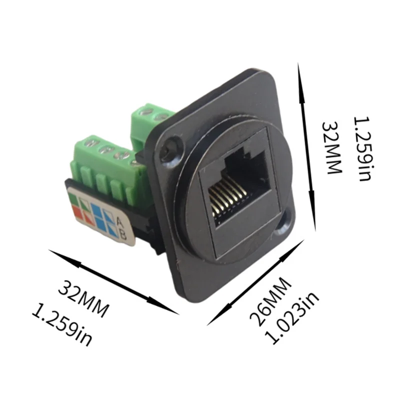 Modulo CABE-Computer Modulo di rete CAT5E Nero a forma di D RJ45 Super Categoria 5 Cablaggio Rete CAT5E 86 Pannello Modulo pannello rack 1U