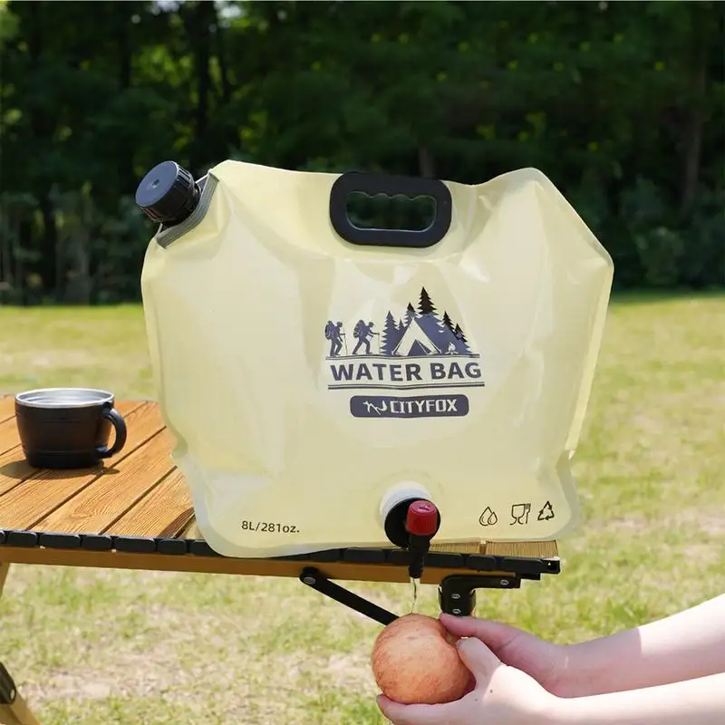 Imagem -02 - Bolsa de Água Portátil com Torneira para Acampar Recipiente de Água Dobrável Bolsa Dobrável com Alça Suprimentos para Camping 8l